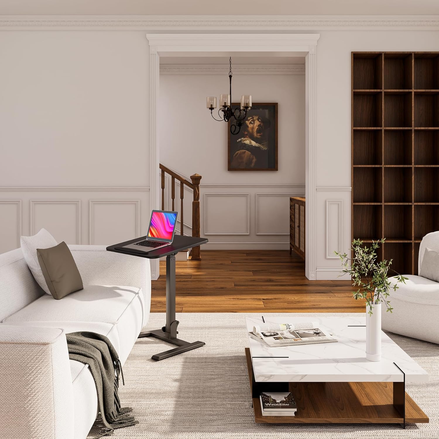 alawooder 昇降デスク キャスター付き 移動式 高さ調節昇降式テーブル